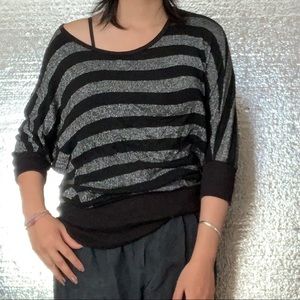 F21 off shoulder dark stripe sweater
